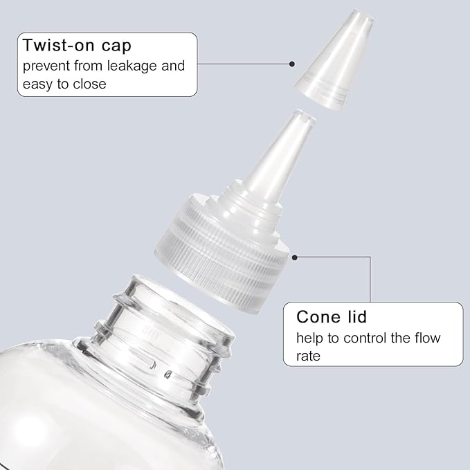 Applicator Bottle for Hair, 16.9oz 2 Packs Color Bottle Applicator with Ratio Graduated Scale, Hair Dye with Clear Twist Top Cap
