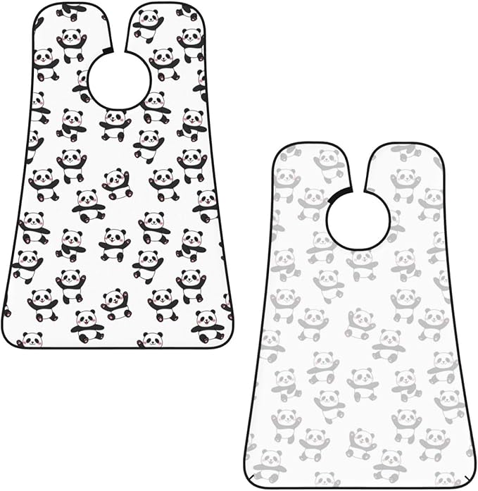 Beard Grooming Cape, Waterproof Hair Catcher for Shaving Trimming, Non-Stick Bib Apron Gifts for Dad Men, Cute Cartoon Pandas Shave Bib