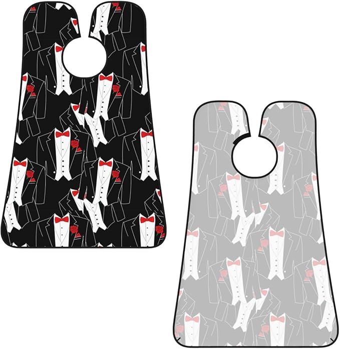 Professional Beard Bib, Non-Stick Hair Catcher Apron Waterproof, Shaving Grooming Essential for Men Dad, Tuxedo Red Rose Black Shave Bib