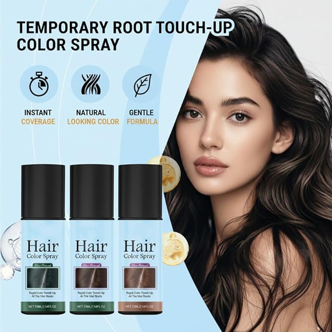 Temporary Root Touch Up Spray,Temporary Root Touch Up Hair Color Spray,Instant Covers Grey Hair (Black, Dark Brown, Light Brown)