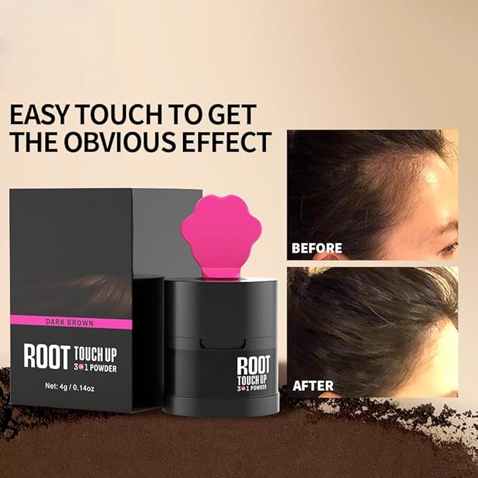 Gowwim Root Touch up Powder, Instantly Gray Hair Cover up Hairline Powder for Women & Men Waterproof and Sweatproof Root Cover Up Long-Lasting for Thinning & Loss Hair (Med Brown1, 4g-1)