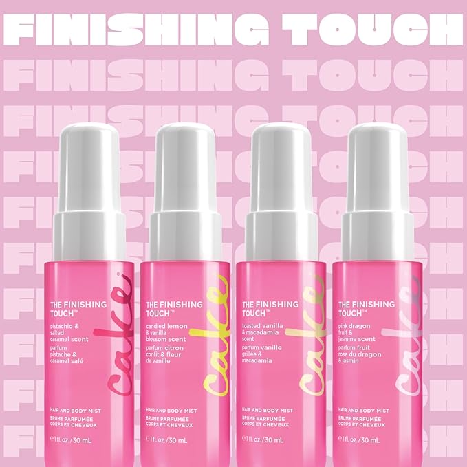 Cake Beauty Hair and Body Mist Travel Gift Set, The Finishing Touch- Fine Fragrance Mist – Infused with Aloe and Argan Oil –4 x 30mL/ 1 oz.