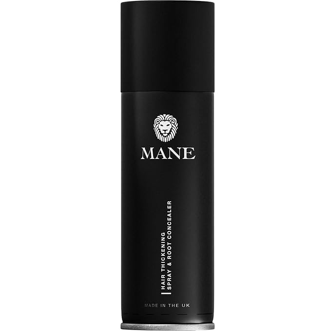 Mane Hair Thickening Spray & Root Touch Up, Instantly Thicker Hair for Men & Women, Fill in Hairlines and Hide Thinning and Fine Patches - Gray, 12 Colors (6.76 oz)
