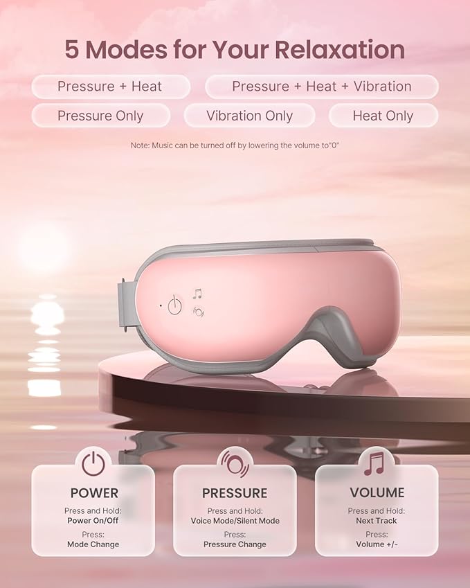 RENPHO Eyeris 1 Eye Massager with Heat, Birthday Christmas Gifts for Women Men Her, Heated Sleep Mask, Eye Care, Headache Massager for Migraines with Bluetooth Music