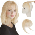 Hairro Bangs Hair Clip 3D 360°Cover Clip On Bangs Remy Human Hair Topper With Bangs Fringe French Bangs With Temples Clip In Bangs Hair Extensions 8 Inches 10g #60 Platinum Blonde
