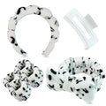 7 Pcs Spa Set, Facial Headband and Wristband Set, Skincare Accessories, College Style Girl Idea Gifts, Hair Accessories for Women and Girls（ Black White Leopard Print ）