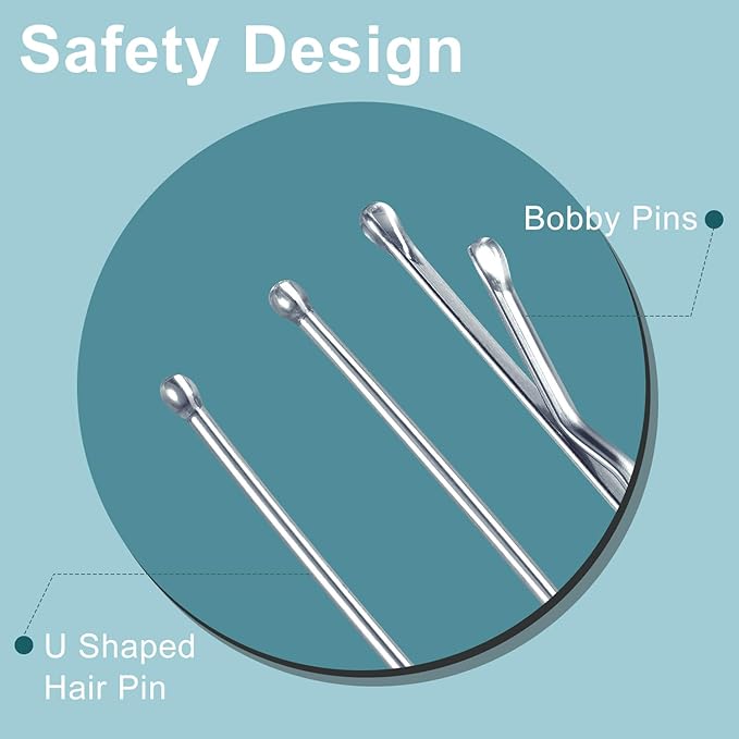 TsMADDTs Hair Pins Kits, 200PCS Silver Bobby U Shaped Pins for Women Hair Styling, Buns with Plastic Box, 2.4IN & 2IN