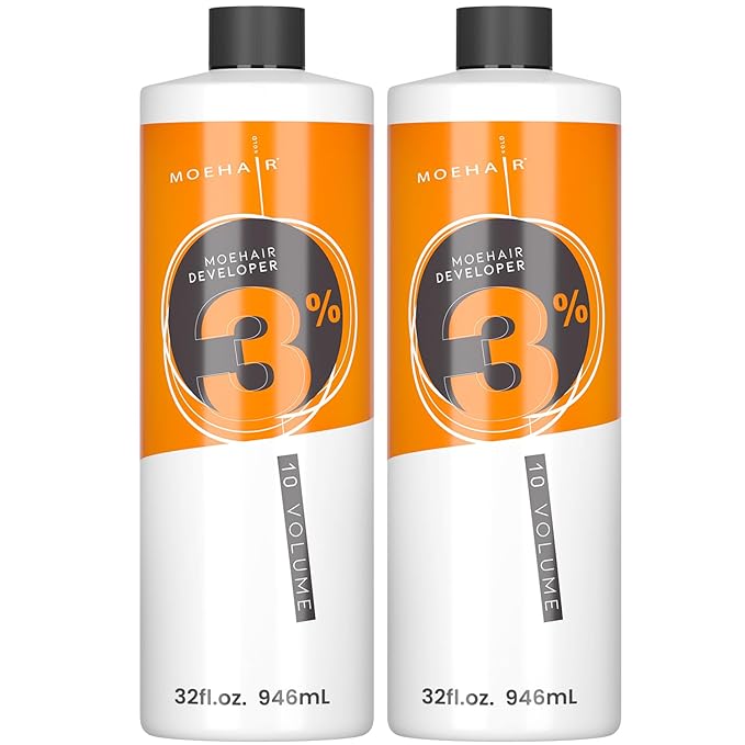 MOEHAIR Hair Color Developer 3% Hydrogen Peroxide | 10 Volume Creme Developer for Hair Coloring and Bleaching | Professional-Grade Hair Creme Developer | Paraben-Free – 32 Fl. Oz (Pack of 2)