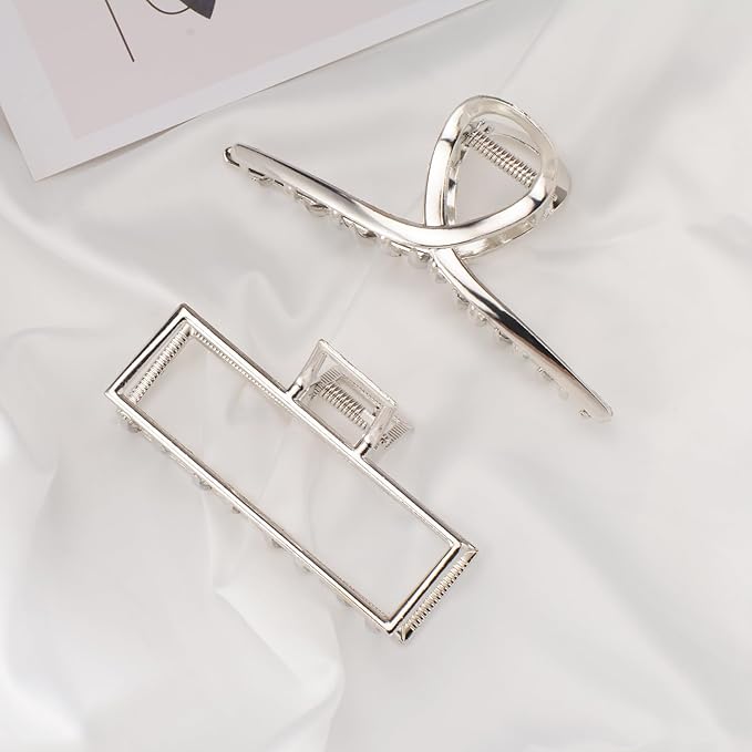 Mehayi 3 PCS Metal Large Hair Claw Clips for Thick Heavy Hair, Big Non-Slip Hair Catch Barrette Jaw Clamp, Strong Hold Claw Barrettes for Long Hair, Fashion Hair Styling Accessories for Women Girls