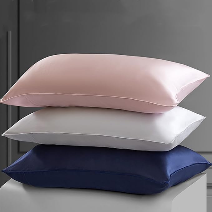 Pure Natural Mulberry Silk Pillow Cases with Zipper Made in USA, King Size, Luxury 22 Momme Silk Pillowcase for Hair and Skin, Hypoallergenic (Navy Blue, King)