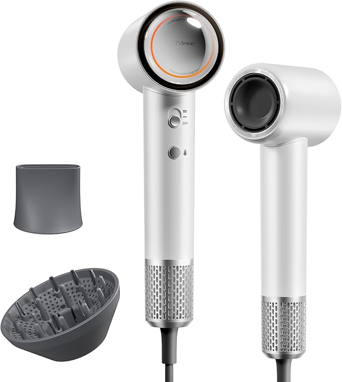 Tideway Hair Dryer, Blow Dryer with Diffuser High-Speed Plasma Ionic Low Noise for Fast Drying, Travel Hair Dryer for Women and Man, Curly/Wavy & Long/Thick Color-Treated Hair H11