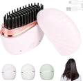 Mini Straightener,Mini Hair Straightener for Women,New Rechargeable Wireless Portable Hair Straightener Brush,Rapid-Heat with Three Temperature Controls,Heat-Resistant Shell Travel Comb (Pink)