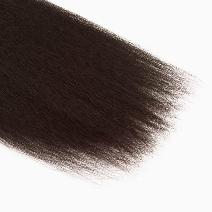 Brown Human Hair Bundle Color 4 Yaki Straight Bundles Niegmeag Brazilian Virgin Remy Hair 3 Bundles 14 16 18 Inch Double Weft Dark Brown Yaki Bundle Hair Weave