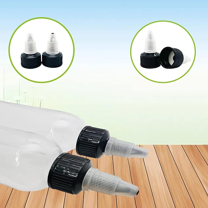 3 Pcs Dispensing Bottles, 8oz Plastic Boston Squeeze Bottles with Twist Top Cap