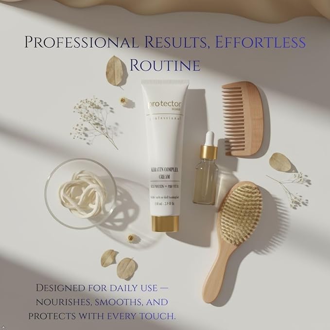 Pro-tector Keratin Complex Cream, Silk Protein + Pro Vitamin B5, Leave-In Smoothing & Repair Treatment for Dry, Frizzy or Damaged Hair, Professional Anti-Frizz Shine, 110 mL / 3.9 fl oz