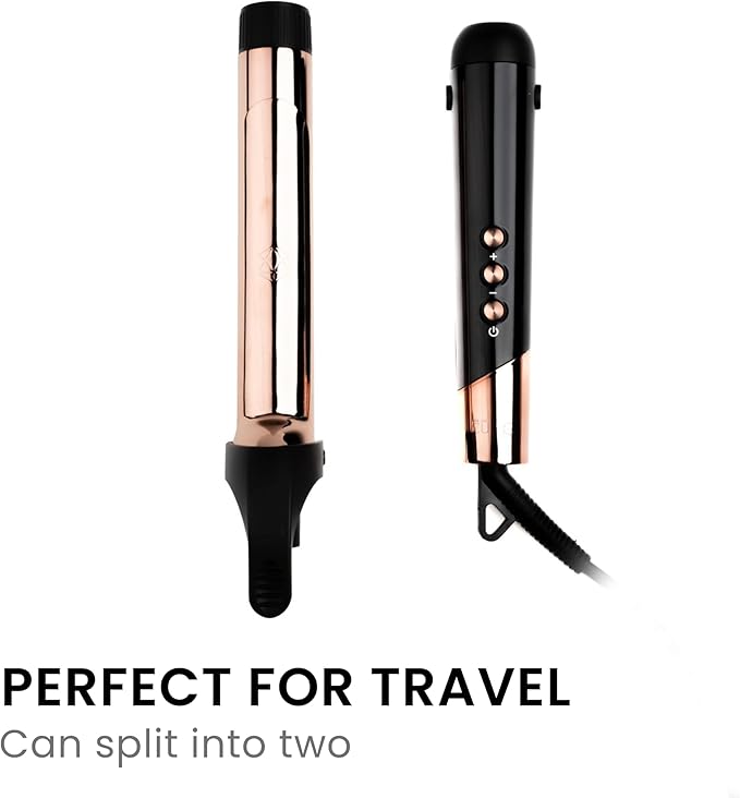 SRILabs CurlQ Curling Iron with 1.25 inch Extra Long Titanium Barrel, Ceramic Paddle Brush, and Thermal Brush with Rapid Heat Up, 12-Temperature Settings, and 360 Degrees Swivel Cord