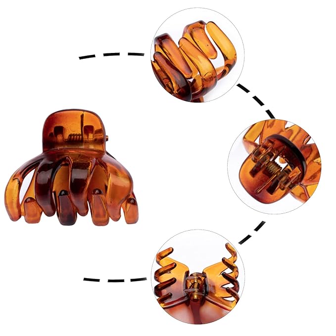 Cobahom 24 Pcs Small Hair Claw 1.2 Inch Plastic Hair Clips Mini Grip Octopus Clips Styling Accessories for Women and Girls (Brown)