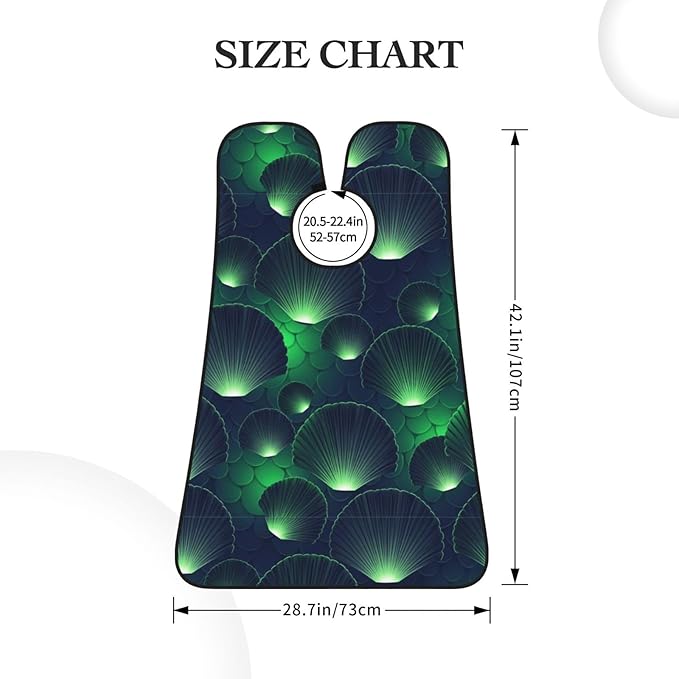 Adjustable Beard Bib, Non-Stick Hair Catcher Cape for Men's Shaving, Waterproof with 2 Suction Cups, Green Scales Mermaid Dragon Shave Bib