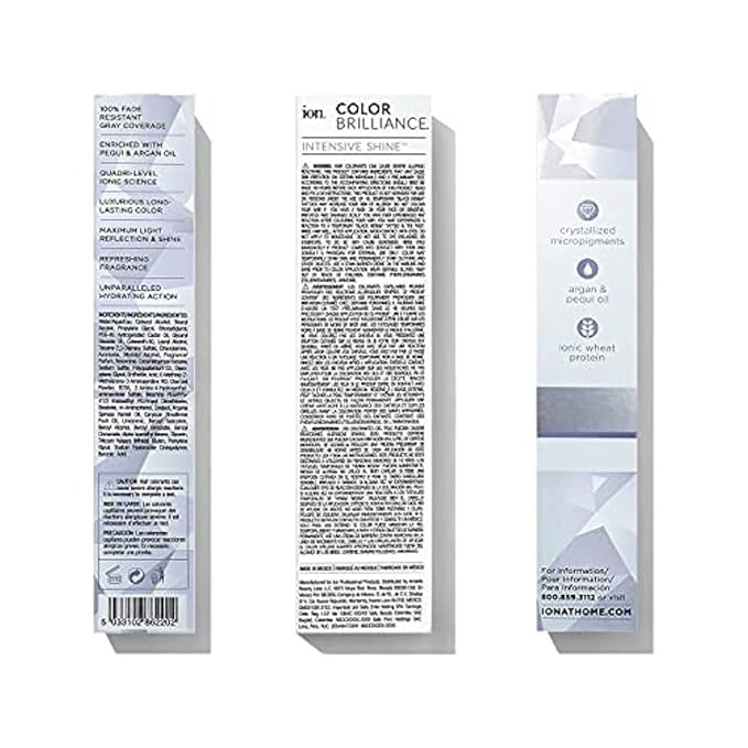 Ion Permanent Creme Hair Color 1CHM Darkest Charcoal, Vegan, Cruelty Free, PPD Free, 100% Gray Coverage, Long Lasting, Fade Resistant Color, 2.05 oz