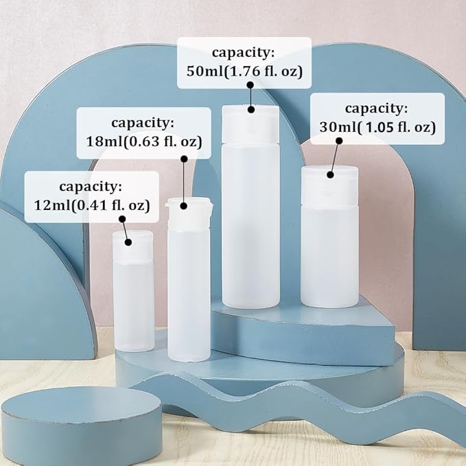 BENECREAT 10 Pack 12ml Small Plastic Flip Cap Sample Bottle Empty Refillable Travel Bottles for Makeup Cosmetic Toiletries Product