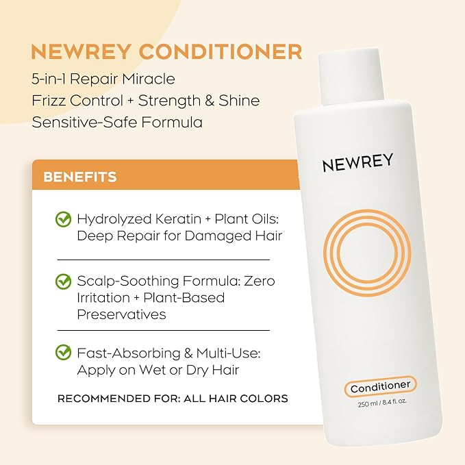 Hydrating Conditioner for Dry, Damaged Hair - 8.4oz | Moisture Repair Treatment with Hydrolyzed Keratin & Coconut Oil for Smooth, Shiny, Manageable Hair