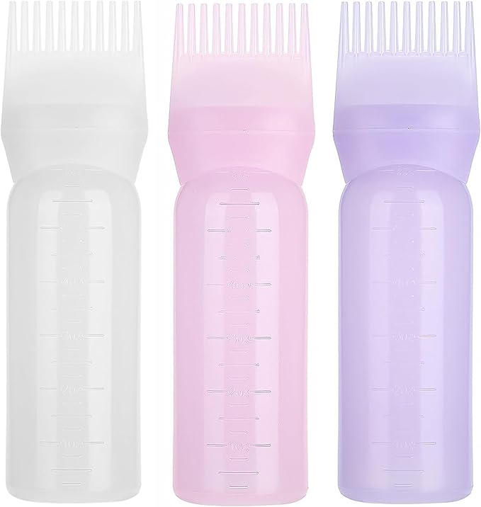 Hair Oiling Applicator, 3 PCS Hair Applicator Bottle, Hair Oiler with Graduated Scale, Root Comb Applicator Bottle 6 Ounce