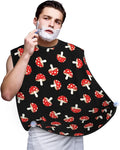 Ultimate Shaving Bib, Beard Trimming Apron with Hair Catcher, Cute Cartoon Red Mushrooms