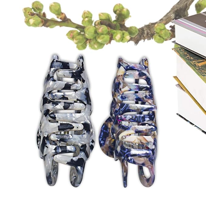 Bohemian Tortoise Shell Hair Clips Women Strong Grip Claw Clips, Ladies Acrylic Celluloid Medium Boho Hair Clips for Fine Thin Hair Accessories