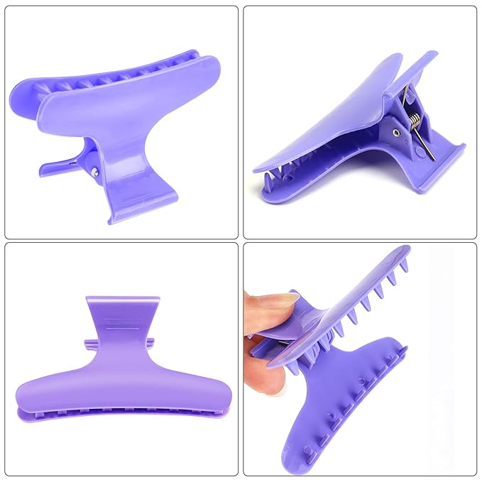 Ondder 12 Pack Purple Butterfly Hair Clamps Clips Hair Claw Clips Salon Pro Section Clip for Styling, Sectioning, Cutting, Coloring Hair Clips Hairdressing Salon Tool Hair Accessories for Women Girls