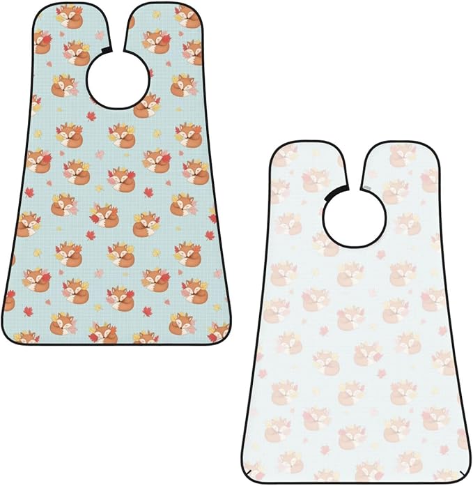 Waterproof Beard Trimming Bib, Non-Stick Hair Catcher for Men Shaving, Grooming Apron for Husband Dad, Fall Maple Leaves Autumn Foxes Shave Bib