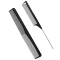 2Pcs Hair Combs for Women and Men，Combs for Hair Stylist, Professional Black Carbon Fiber Teasing Comb，Fine and Wide Tooth Barber Comb for All Hair Types（Style 2）