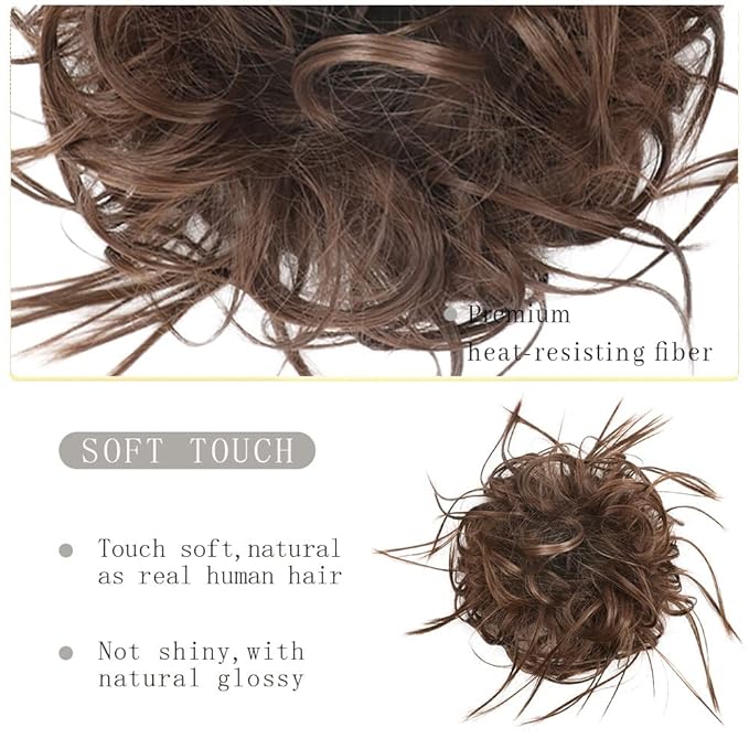 HMD Tousled Updo Messy Bun Hair Piece Hair Extension Ponytail With Elastic Rubber Band Updo Extensions Hairpiece Synthetic Hair Extensions Scrunchies Ponytail Hairpieces for Women