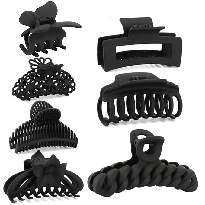 SEVEN LUCKY LIGHT Hair Clips for Women,7 Pcs Different Sizes and Styles Claw Clips,Black Hair Clips for Thick Hair,Thin Hair