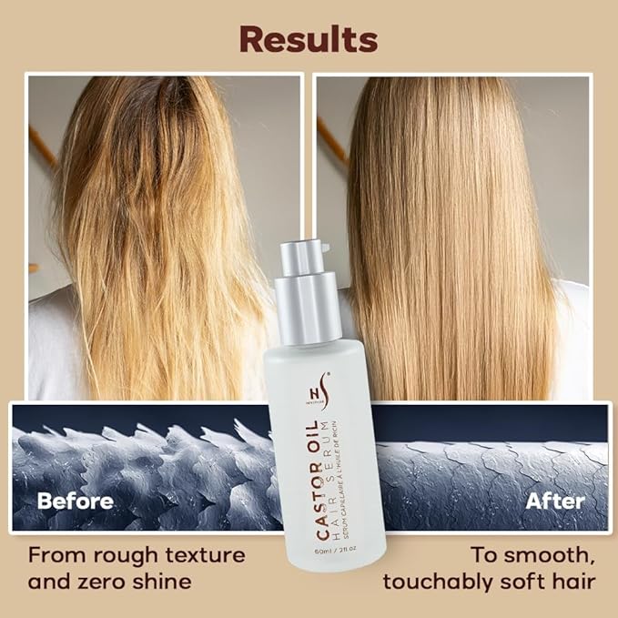 HerStyler Castor Oil Hair Serum for Hair Growth - Hair Shine Serum with Vitamin E - Hair Growth Serum - Hair Serum Heat Protectant - Vitamin E for Silky Hair - 2 Fl Oz (1 Pack)