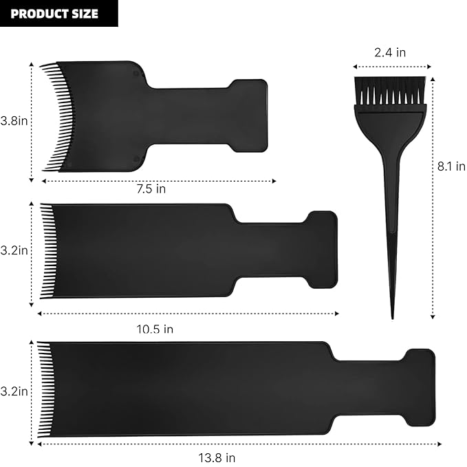 8 PCS Hair Highlighting Kit, Balayage Boards with Teeth and Hair Dye Brush, Hair Bleach & Color Tools Set with Gloves, Ear Covers, Cape, and Shawl, Professional Highlight Kit for Salon