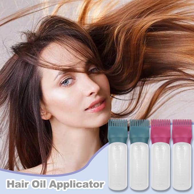 4 PCS Root Comb Applicator Bottle,Hair Oiling Applicator,Hair Oil Applicator Bottle for Hair Dye Shampoos Hair Salons.6oz (Red+Green)