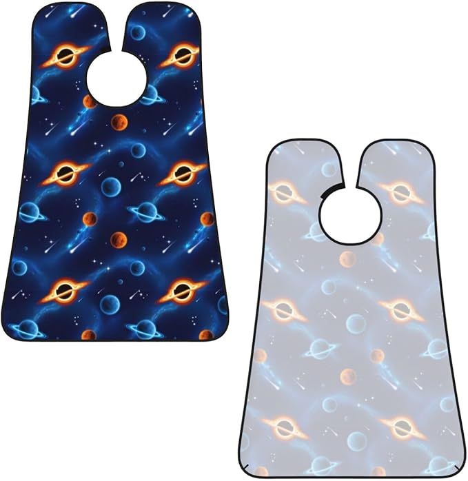 Strong Suction Cup Beard Grooming Bib, Non-Stick Hair Catcher, Waterproof, for Shaving, Cosmic Universe Stars Planets Blue Galaxy Art