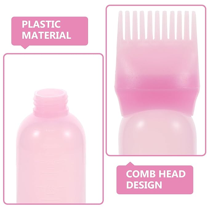 Hair Oil Applicator Bottles Root Comb Applicator for Hair Coloring and Styling Pink Salon Use Easy to Apply
