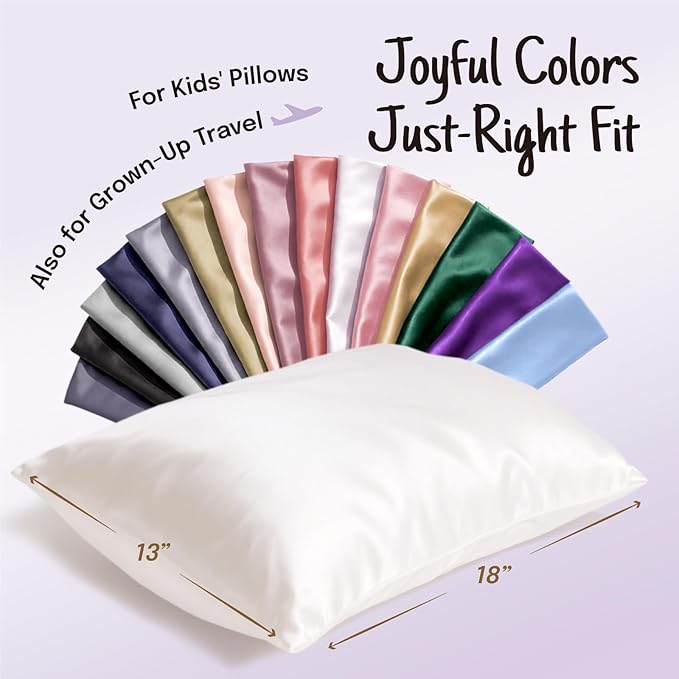 OLESILK Toddler 100% Mulberry Silk Pillowcase, Breathable Soft Smooth for Nursery Kids Night Sleeping, Silk Travel Pillow Cases with Hidden Zipper (1 Pack, Ivory, 13"x18")
