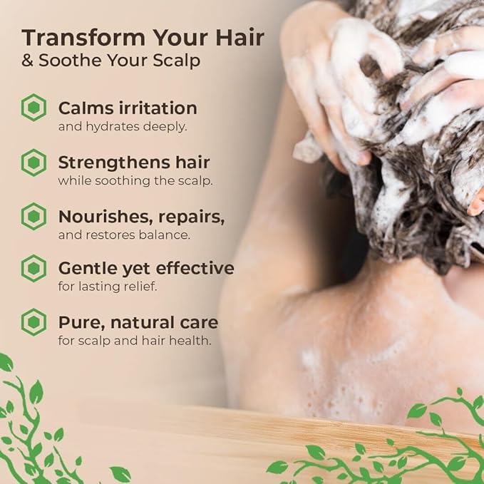 Eczema & Psoriasis Treatment Shampoo - Anti-Dandruff, Scalp Relief for Dry & Itchy Skin - Hypoallergenic, Paraben & Fragrance-Free for Sensitive Scalp