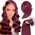 99J# Burgundy 22 Inch 20pcs Seamless Skin Weft Tape in Hair Extensions Straight Double Sided Remy Invisible