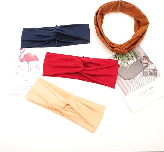 DRESHOW 8 Pack Headbands for Women Yoga Knotted Headbands Elastic Criss Cross Hair Accessories Sports Head Wrap Non Slip