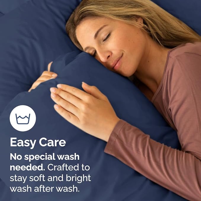 King Pillow Cases Set of 8 - Ultra Soft Hotel Quality Pillowcase Covers - Comfy. Cozy & Wrinkle Free - Shrink, Stain and Fade Resistant - Machine Washable Pillow Protectors - 8 Piece Set - Navy Blue