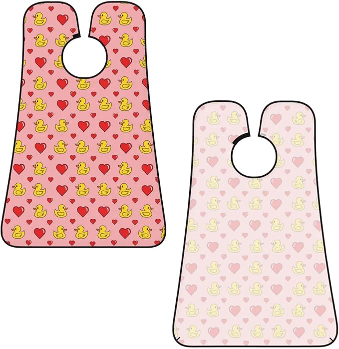 Beard Trimming Hair Catcher, Pink Heart Polka Dots Yellow Rubber Ducks Shave Bib, Non-Stick Bib Apron Waterproof, Shaving Tool for Men for Husband Father’s Day