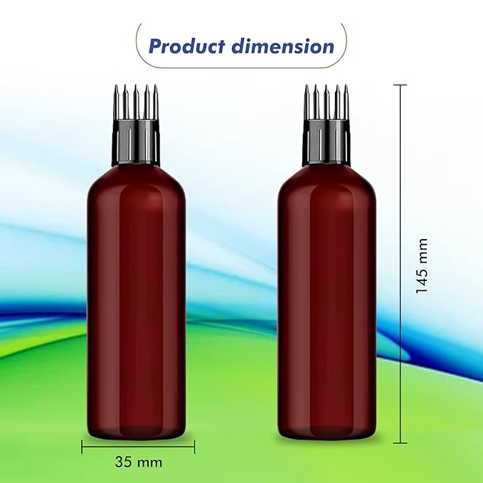 Empty Amber Color Hair Root Comb Applicator Bottle with Comb Cap for applying Hair Oil, Shampoo & Hair Dye, Refillable, Leak Proof, Reusable Multipurpose Use - 100 ml Pack of 4