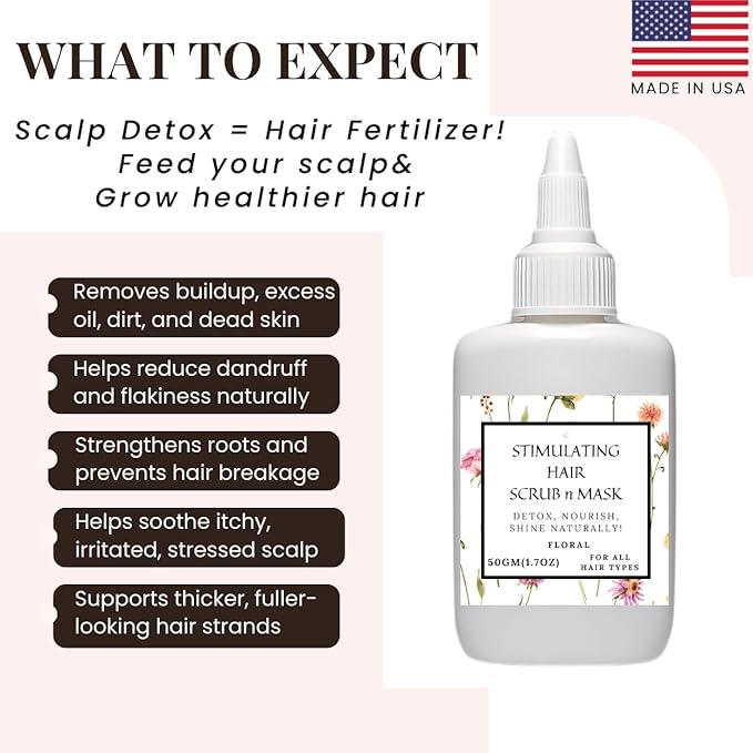K C Scalp Detox & Hair Treatment Mask - Deep Conditioner for Dry Scalp & Damaged Hair – Scalp Care for Buildup, Flakes & Oil Control – All Hair/Scalp Types – Spa Grade Formula (FLORAL)