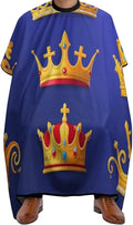 Men's Soft Hair Cutting Cape with Adjustable Closure Barber Cape Purple Blue Gold Royal Crown
