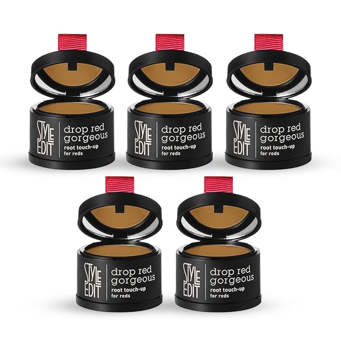 Style Edit Root Touch Up Powder (5 Pack) to Cover Up Dark Roots and Grays Between Salon Visits, Water Resistant, Non-Sticky, Compact And Mess-Free, Light Red Hair Color (Total of 5)