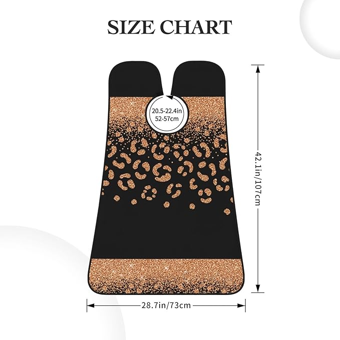 Beard Hair Catcher for Men, Waterproof Shaving Bib Apron Non-Stick, Trimming Tool for Dad Husband, Rose Gold Glitter Black Cheetah Leopard Print Shave Bib