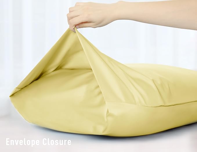 Sunflower Body Pillowcase 100% Cotton Long Pillow Cover/Case Envelope Closure 1 Pack, 21×54 inches Honeyed Straw, Soft and Breathable
